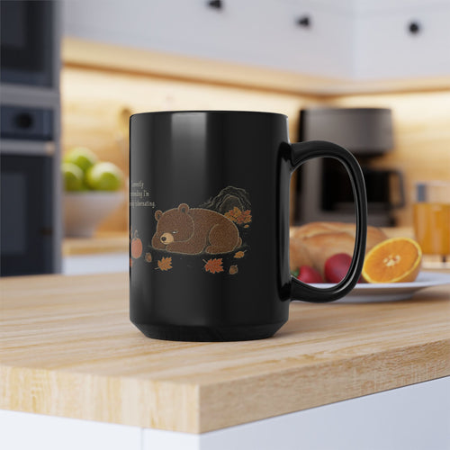 Bear Mug – "Currently Pretending I'm Already Hibernating" (Black)