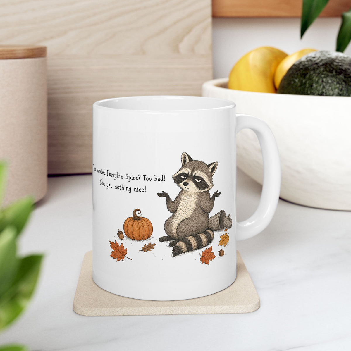 Raccoon Mug – "You Get Nothing Nice" (White)