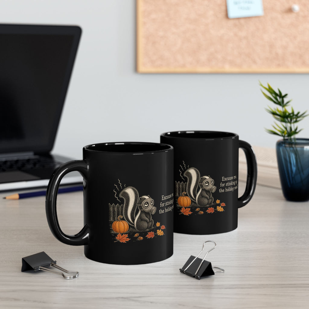 Skunk Mug – "Stinking Up the Holiday Mood" (Black)