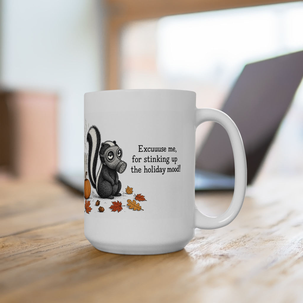 Skunk Mug – "Stinking Up the Holiday Mood" (White)