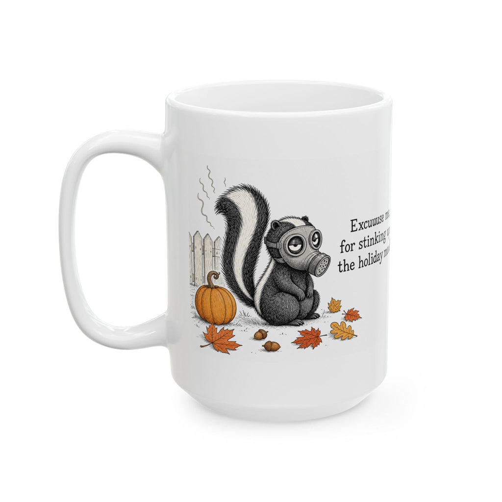 Skunk Mug – "Stinking Up the Holiday Mood" (White)