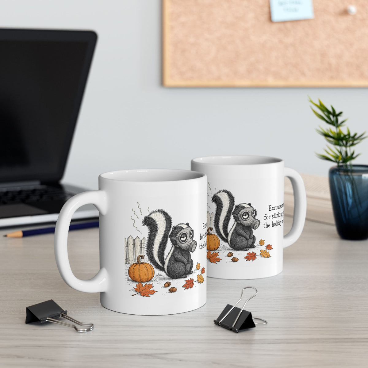 Skunk Mug – "Stinking Up the Holiday Mood" (White)