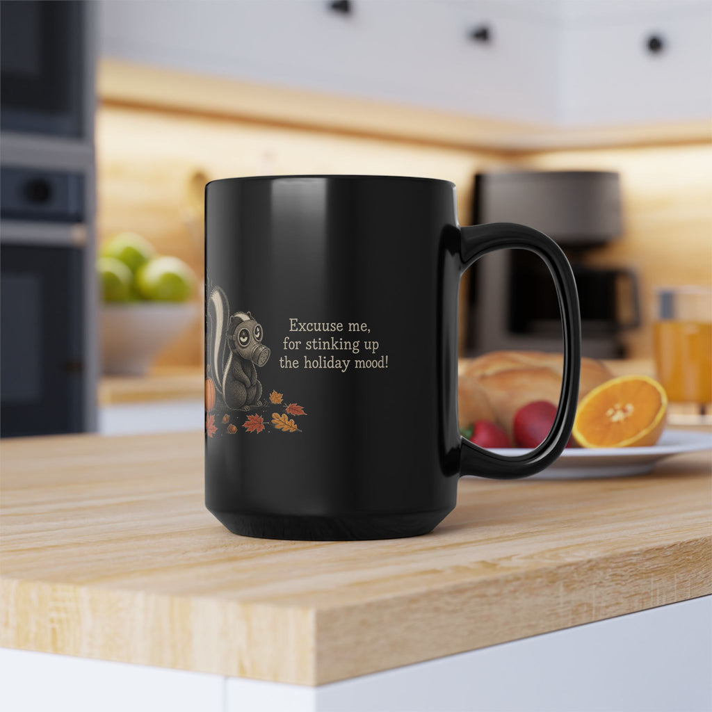 Skunk Mug – "Stinking Up the Holiday Mood" (Black)