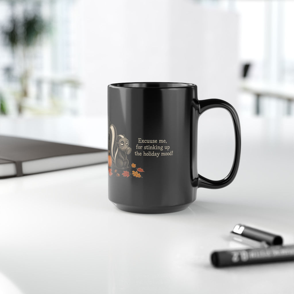 Skunk Mug – "Stinking Up the Holiday Mood" (Black)