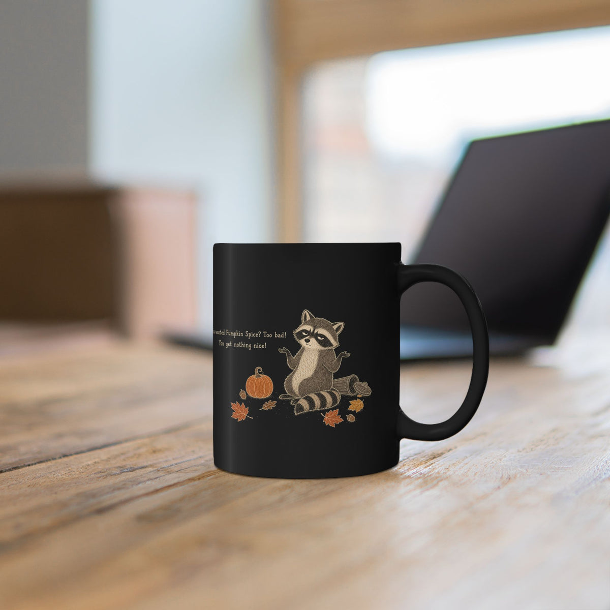 Raccoon Mug – "You Get Nothing Nice" (Black)