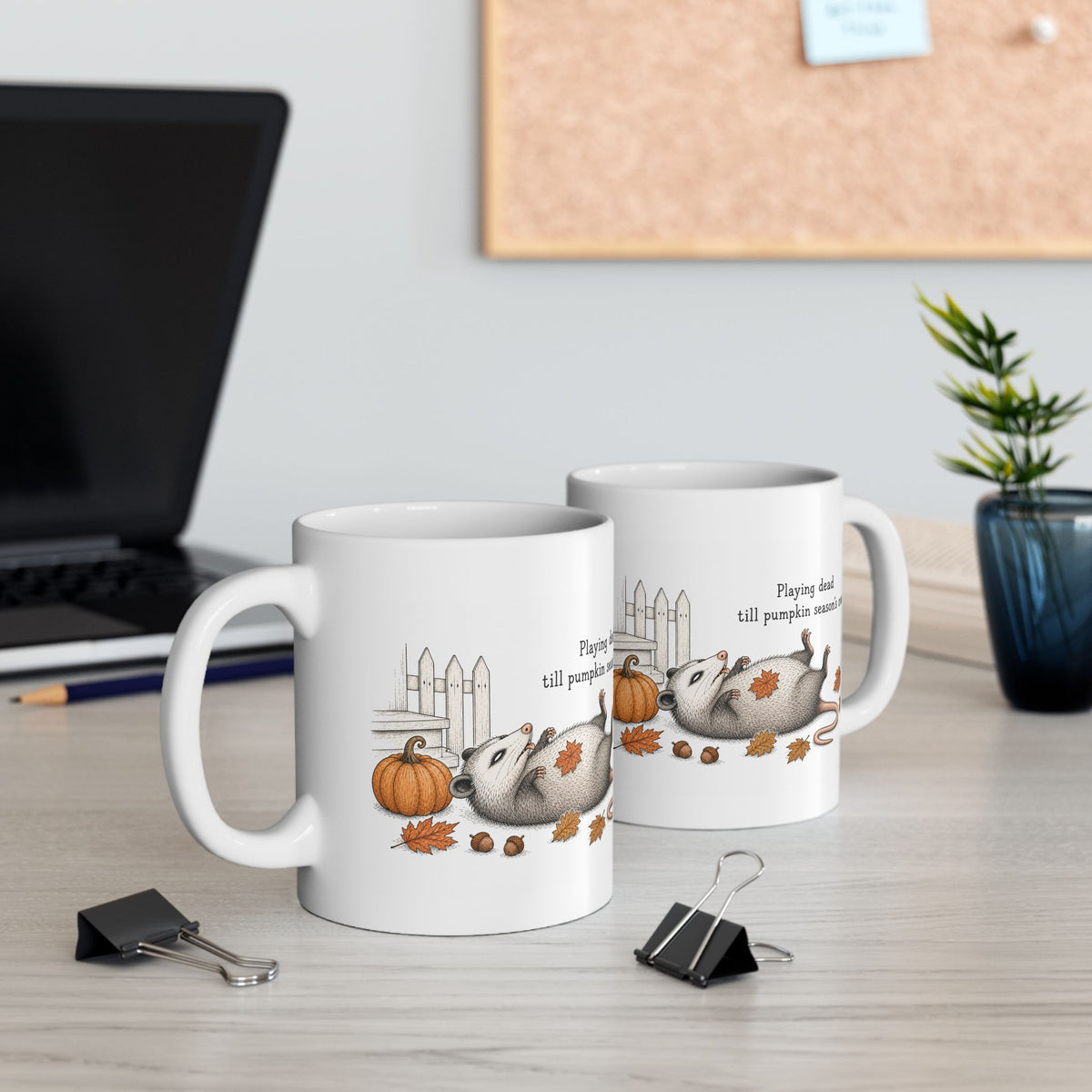 Possum Mug – "Playing Dead Till Pumpkin Season's Over" (White)