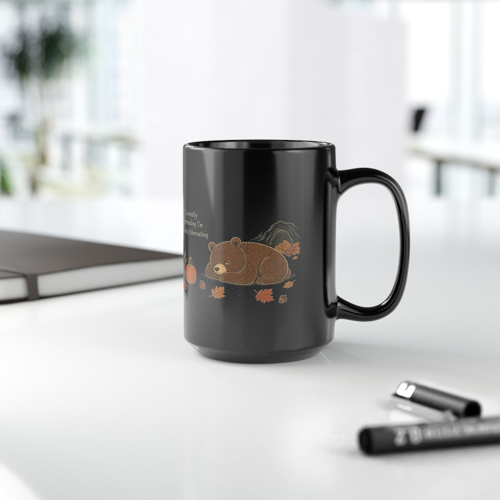 Bear Mug – "Currently Pretending I'm Already Hibernating" (Black)