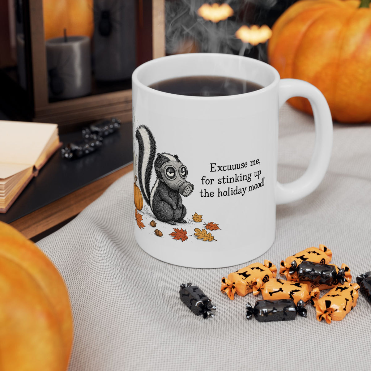Skunk Mug – "Stinking Up the Holiday Mood" (White)